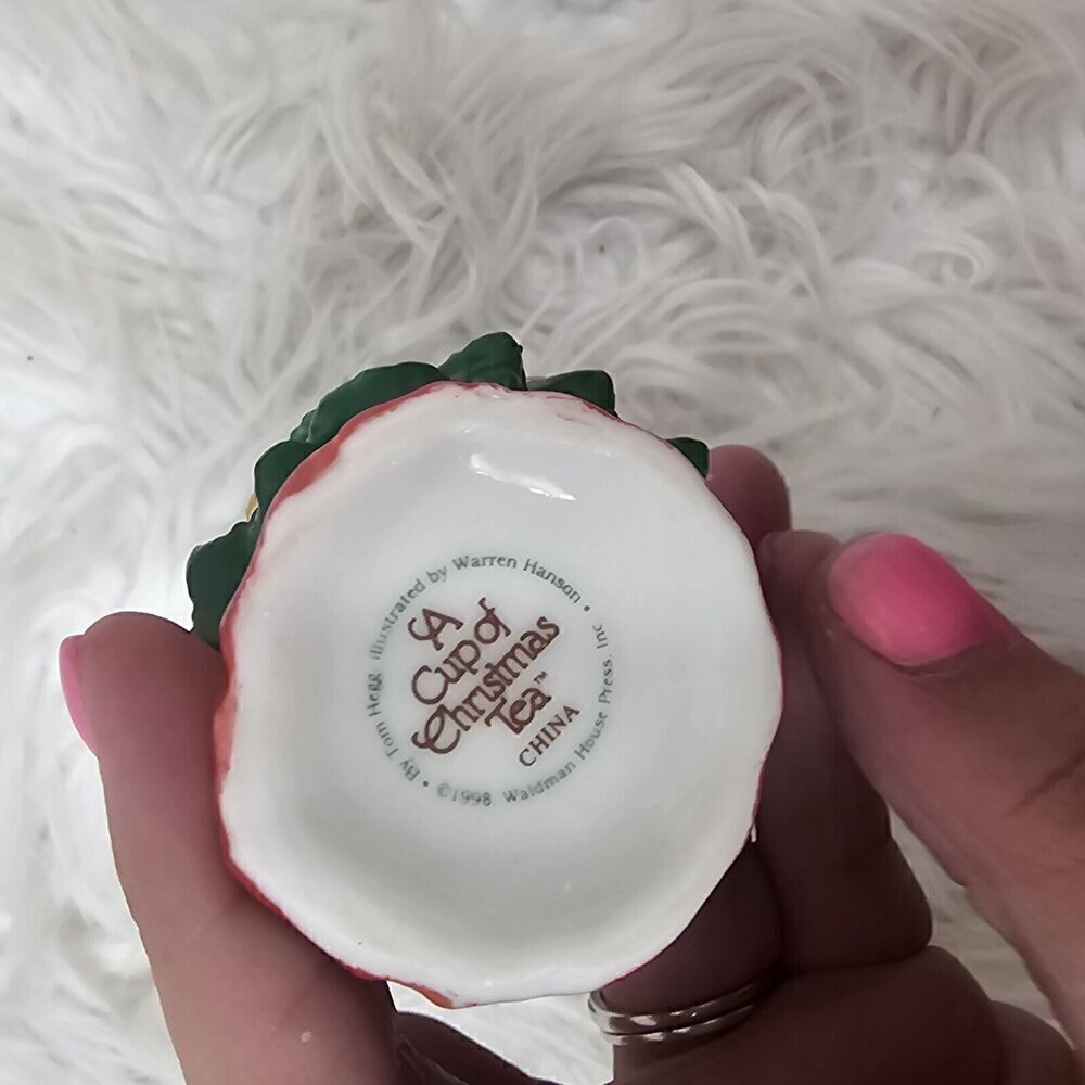 "A Cup Of Christmas Tea" Hinged Trinket Box Christmas Tree Green - Picture 5 of 8
